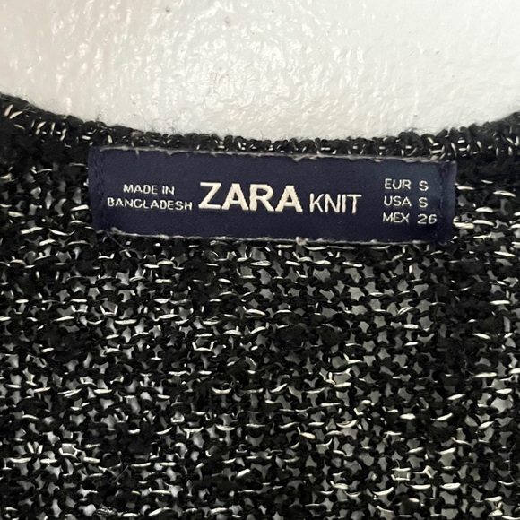 Zara black & silver metallic v-neck long bell sleeve knit sweater - Picture 12 of 15